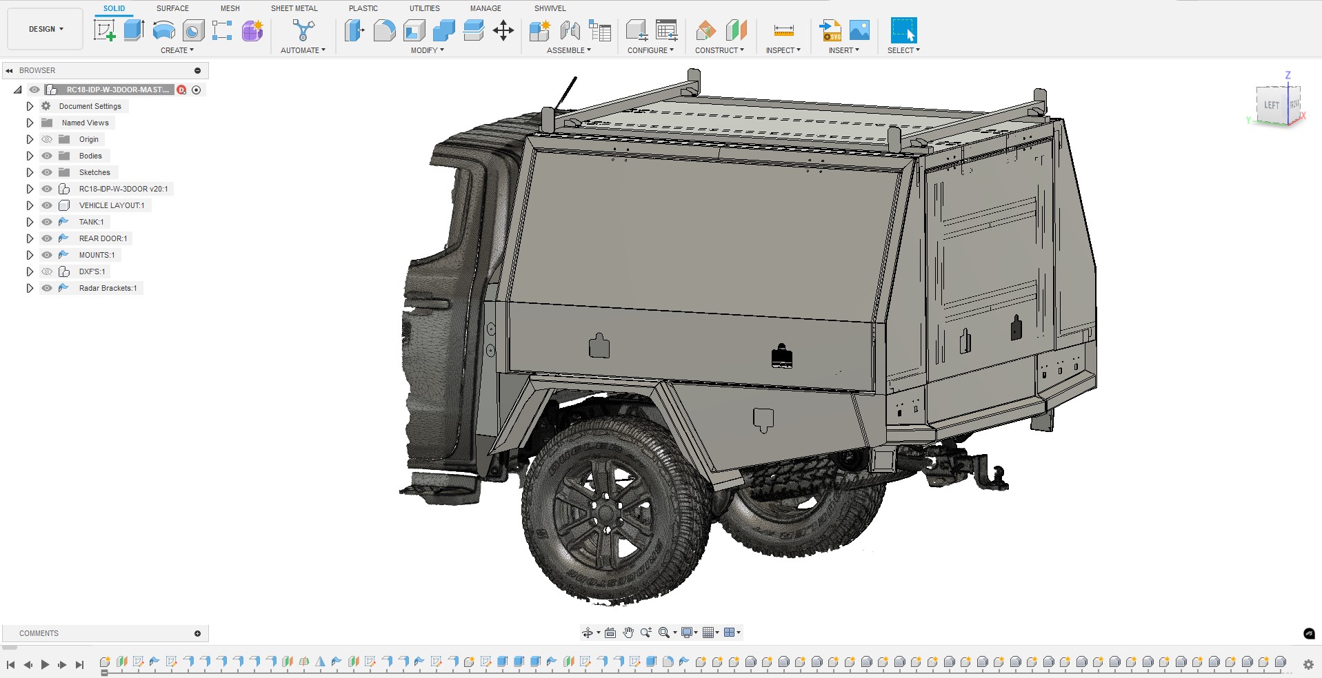 Streamlined CAD Workflows Using ACE 3D Scanning Solutions 3D scan file integrated into CAD software for vehicle design